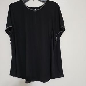 TORRID abbey‎ Georgette Beaded Embellished Elegant Classic Chic Blouse 1X Black